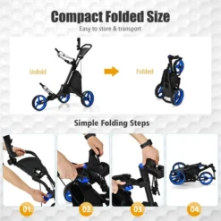 Costway Folding 3 Wheels Golf Push Cart W/Bag Scoreboard Adjustable Handle RedBlueGreyGreen -Costway GUEST dedf5e8a a8d7 4b51 9691 eab3cde0f0bd