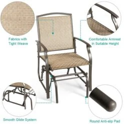 Costway 2PCS Patio Swing Single Glider Chair Rocking Seating Steel Frame Garden Brown -Costway GUEST df464784 6174 4062 bbb0 116530b4618e