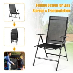 Costway Set Of 2 Patio Folding Chair Recliner Adjustable Black -Costway GUEST e026d343 ea1b 40d1 b413 ca015984b30b