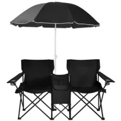 Portable Folding Picnic Double Chair W/Umbrella Table Cooler Beach Camping TurquoiseBlackRedGray -Costway GUEST e06ca398 dad4 4d3e aaf1 f7db955794bc