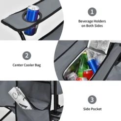 Portable Folding Picnic Double Chair W/Umbrella Table Cooler Beach Camping TurquoiseBlackRedGray -Costway GUEST e30b88d3 e2a5 4676 b58f 6adb16d8b0d4