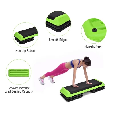 Costway Fitness Aerobic Step 43'' Cardio Adjust 4'' - 6'' - 8'' Exercise Stepper W/Risers Green 9 Costway Fitness Aerobic Step 43'' Cardio Adjust 4'' - 6'' - 8'' Exercise Stepper W/Risers Green - Image 7