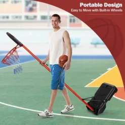 Height-Adjustable Basket Hoop, Portable Backboard System Stand With 2 Wheels, Fillable Base, Weather-Resistant Nylon Net -Costway GUEST e5ca99f9 3014 430e abf1 d732820b8146