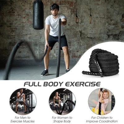 Costway 30FT/40FT/50FT Battle Rope 1.5'' Diameter Exercise Rope W/Anchor Strap Kit 6 Costway 30FT/40FT/50FT Battle Rope 1.5'' Diameter Exercise Rope W/Anchor Strap Kit - Image 4