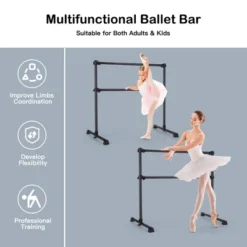 Costway 4FT Portable Double Freestanding Ballet Barre Dancing Stretching SilverBlack -Costway GUEST e684c3f4 7b84 49ae bfeb c8965b3e75d6
