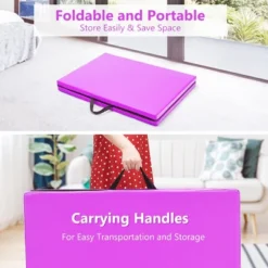 6'x2' X 1.6"Gymnastics Yoga Mat Thick Two Folding Panel Purple Portable -Costway GUEST e874edfe 147c 4e2e a4d7 ed55d42093c3