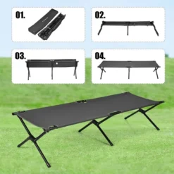 Costway Folding Camping Cot & Bed Heavy-Duty For Adults Kids W/ Carrying Bag 300LBS Grey -Costway GUEST e9511f36 7d44 4fc9 beee beb5f086f814