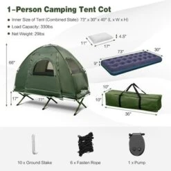 Costway 1-Person Compact Portable Pop-Up Tent/Camping Cot W/ Air Mattress & Sleeping Bag -Costway GUEST e9d3d7bf 0fa4 423e 8871 dc57573aeef1