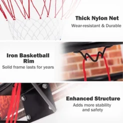 Wall Mounted Fan Backboard With 2 Nets Basketball Hoop And Rim Outdoor Indoor Sports -Costway GUEST ecfa09bc 0f51 4259 a89f 7c8f3156e064