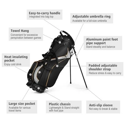 Costway Golf Stand Bag Portable Lightweight Golf Carry Club Bag W/ 8-way Divider 11 Costway Golf Stand Bag Portable Lightweight Golf Carry Club Bag W/ 8-way Divider - Image 9