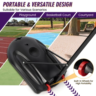 Costway 5.6-7.5FT Height Adjustable Basketball Hoop System Stand W/Wheels Adults & Youth 6 Costway 5.6-7.5FT Height Adjustable Basketball Hoop System Stand W/Wheels Adults & Youth - Image 4