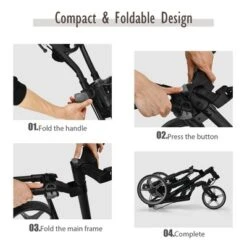 Costway Folding Golf Push Cart Swivel W/Adjustable Handle Grey -Costway GUEST eee3f694 99a6 40a8 95d5 582f8c278a9c