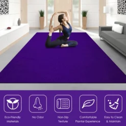 Large Yoga Mat 6' X 4' X 8 Mm Thick Workout Mats For Home Gym Flooring Purple -Costway GUEST ef16b8ff 8d3c 4028 99be cf47cbd81f2d