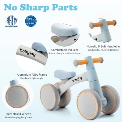 Babyjoy Baby Balance Bikes W/4 Wheels For 12-36 Months Toddler Mini Bike PinkBlueGrey 10 Babyjoy Baby Balance Bikes W/4 Wheels For 12-36 Months Toddler Mini Bike PinkBlueGrey - Image 8