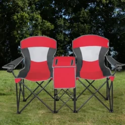 Costway Portable Folding Camping Canopy Chairs W/ Cup Holder Cooler Outdoor Red -Costway GUEST ef84714c ec82 4d36 823f 471f4fe71e88