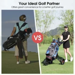 Costway Foldable 3 Wheel Steel Golf Pull Push Cart Trolley Club W/ Umbrella Holder -Costway GUEST f128d9b9 c93e 49e9 9a90 1ed550a80938