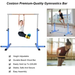 Costway Adjustable Steel Horizontal Training Bar Gymnastics Junior Home Practice Blue -Costway GUEST f1f5c407 f03e 41b1 93e4 50e44467db40