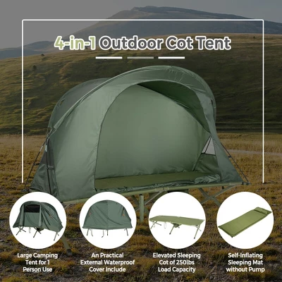 Costway 1-Person Outdoor Camping Tent Cot Elevated Compact Tent Set W/ External Cover 5 Costway 1-Person Outdoor Camping Tent Cot Elevated Compact Tent Set W/ External Cover - Image 3