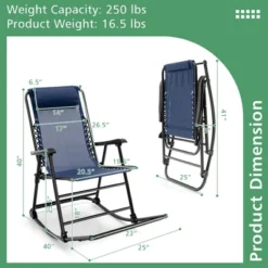 Costway Patio Camping Rocking Chair Folding Rocker Footrest Lightweight Outdoor RedNavyBeigeGreyBlue -Costway GUEST f452d800 5d9a 43ce 9cf7 4202239f280f