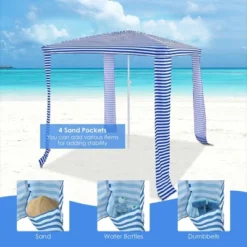 Costway 6.6' X 6.6' Foldable Beach Cabana Easy-Setup Beach Canopy W/ Carry Bag NavyBlue -Costway GUEST f5c4216b 31a3 4db4 b251 446a9c6ed000