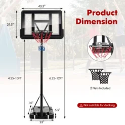 Costway 4.25-10FT Portable Adjustable Basketball Hoop System With 44'' Backboard 2 Nets 14 Costway 4.25-10FT Portable Adjustable Basketball Hoop System With 44'' Backboard 2 Nets -Costway GUEST f5da4956 5f14 4400 abf4 c52825eb44f3
