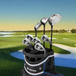 Costway 34 Costway 9 PCS Men's Complete Golf Club Set Right Handed With 460cc Alloy Driver Irons Gray/Navy