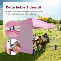Costway 10'x10'Commercial Pop-up Canopy Tent Sidewall Folding Market Patio White/Pink -Costway GUEST fa34a45e 4712 4da2 8ff8 f7fc519c3631