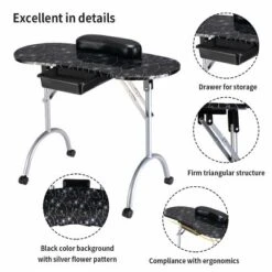 Costway Black Manicure Nail Table Portable Station Desk Spa Beauty Salon Equipment -Costway GUEST fc2ae278 77d6 4cdc 963f 025243482b7b