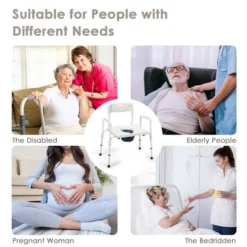 Costway 3-in-1 Bedside Commode Portable Toilet W/ Adjustable Height & Drop-arm -Costway GUEST ff07d1dd c909 4ac8 9cc9 deb1f70617ea